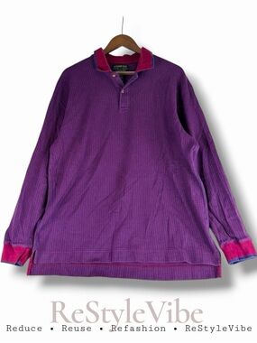 COLOURS ALEXANDER JULIAN Men Size XL Shirt Polo VINTAGE Long Sleeve Houndstooth